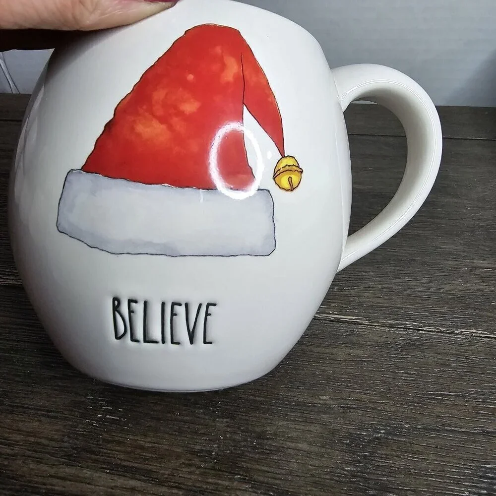 NWT Rae Dunn Artisan Believe Santa Hat Christmas Mug 2021 Magenta Farmhouse